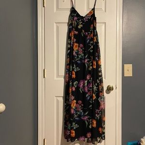 EXPRESS Simple Black Floral Print Maxi Dress